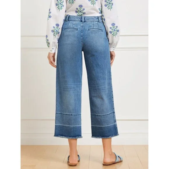 Talbots Wide Leg Crop Jeans 6P Released Hem Mid Rise Mattituck Wash NWT - Picture 2 of 4